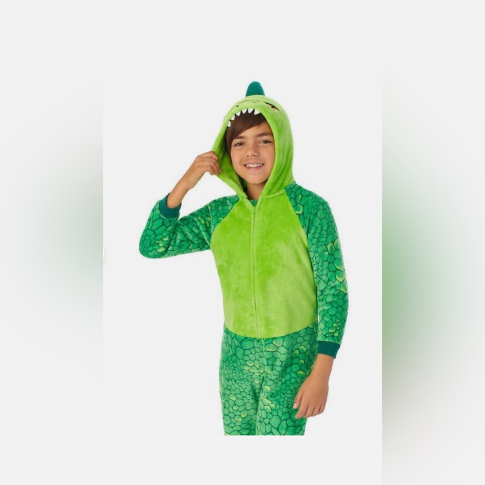 Green Plush Footie Pajamas with Cozy Design